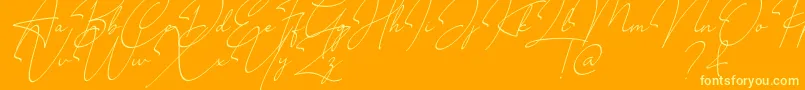 Millano-Schriftart – Gelbe Schriften auf orangefarbenem Hintergrund