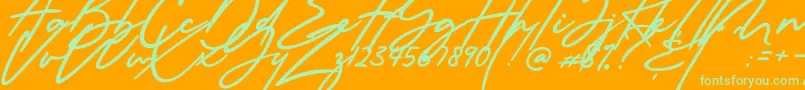 Millanova Font – Green Fonts on Orange Background