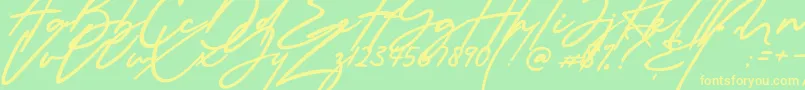 Millanova-Schriftart – Gelbe Schriften auf grünem Hintergrund
