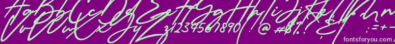 Millanova Font – Green Fonts on Purple Background