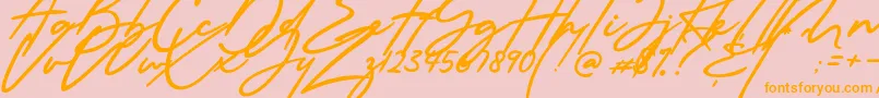 Millanova-Schriftart – Orangefarbene Schriften auf rosa Hintergrund