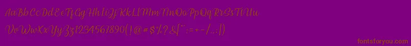 millenial script-fontti – ruskeat fontit violetilla taustalla