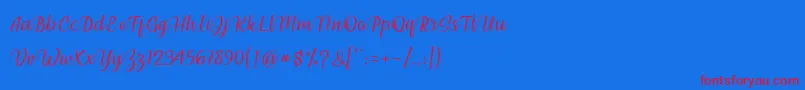 millenial script Font – Red Fonts on Blue Background