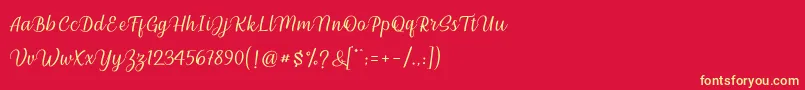millenial script Font – Yellow Fonts on Red Background
