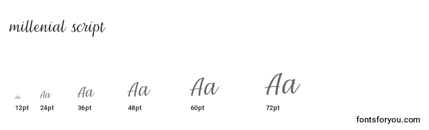 Размеры шрифта Millenial script (134368)