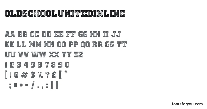 Шрифт OldSchoolUnitedInline – алфавит, цифры, специальные символы