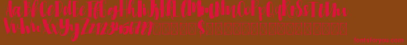 Millicious-Schriftart – Rote Schriften auf braunem Hintergrund