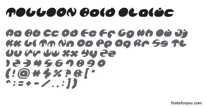Шрифт MILLION Bold Italic – алфавит, цифры, специальные символы