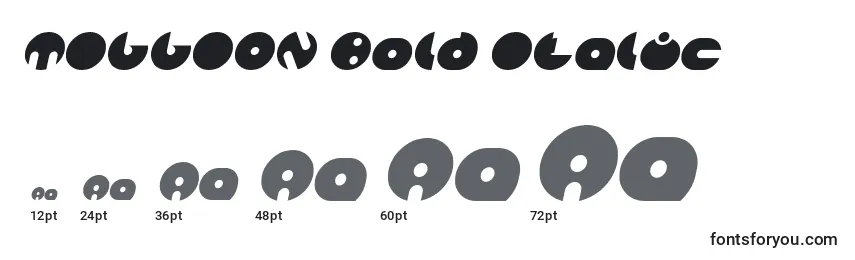 Größen der Schriftart MILLION Bold Italic