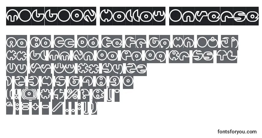 Czcionka MILLION Hollow Inverse – alfabet, cyfry, specjalne znaki