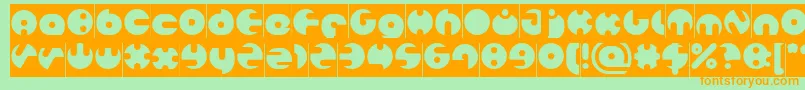 フォントMILLION Inverse – オレンジの文字が緑の背景にあります。