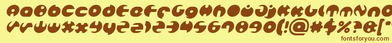 フォントMILLION Italic – 茶色の文字が黄色の背景にあります。