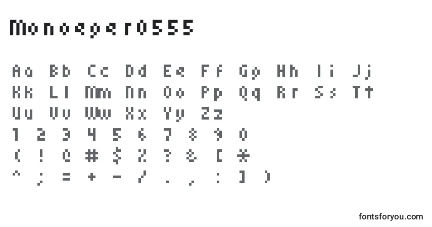 Monoeger0555フォント–アルファベット、数字、特殊文字