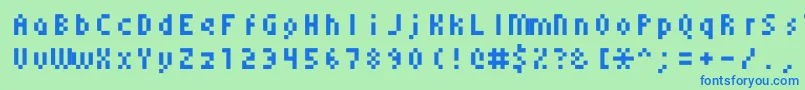 Monoeger0555-fontti – siniset fontit vihreällä taustalla