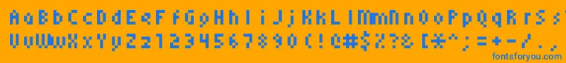 Monoeger0555-Schriftart – Blaue Schriften auf orangefarbenem Hintergrund