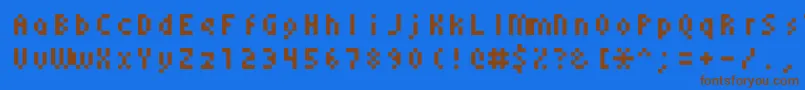 Monoeger0555-Schriftart – Braune Schriften auf blauem Hintergrund