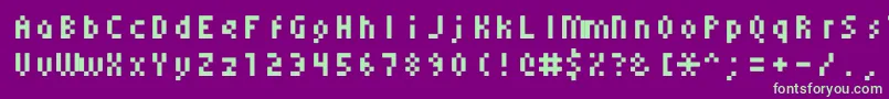 Monoeger0555-fontti – vihreät fontit violetilla taustalla