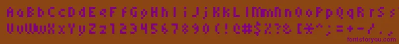Monoeger0555-fontti – violetit fontit ruskealla taustalla