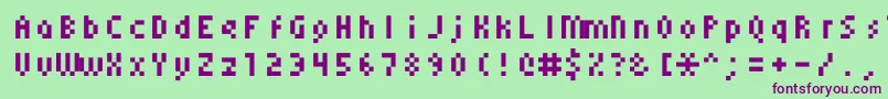 Monoeger0555-fontti – violetit fontit vihreällä taustalla