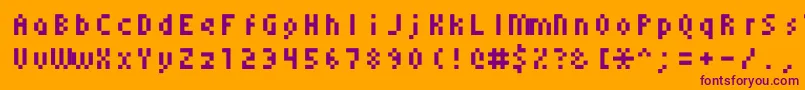 Monoeger0555-fontti – violetit fontit oranssilla taustalla