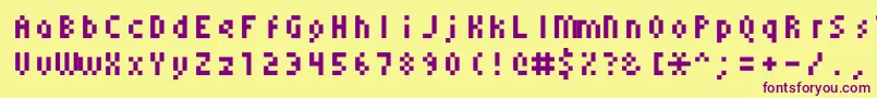 Monoeger0555-fontti – violetit fontit keltaisella taustalla
