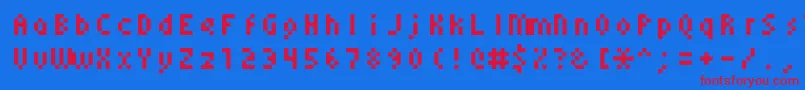 Czcionka Monoeger0555 – czerwone czcionki na niebieskim tle