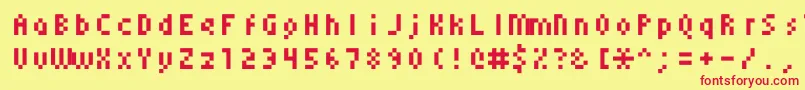Monoeger0555-Schriftart – Rote Schriften auf gelbem Hintergrund