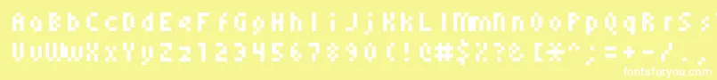 Monoeger0555-Schriftart – Weiße Schriften auf gelbem Hintergrund