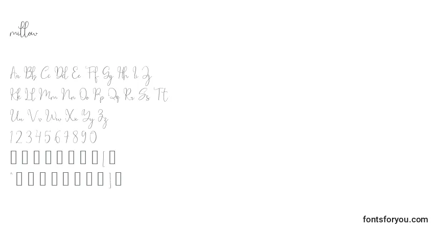 Шрифт Millow – алфавит, цифры, специальные символы