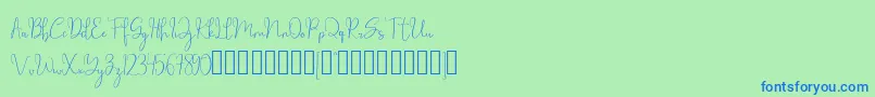 millow-Schriftart – Blaue Schriften auf grünem Hintergrund