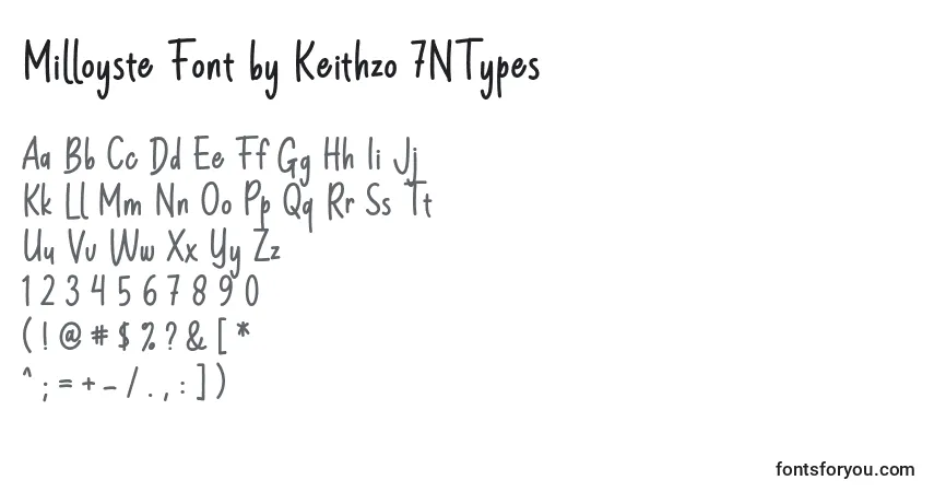 A fonte Milloyste Font by Keithzo 7NTypes – alfabeto, números, caracteres especiais