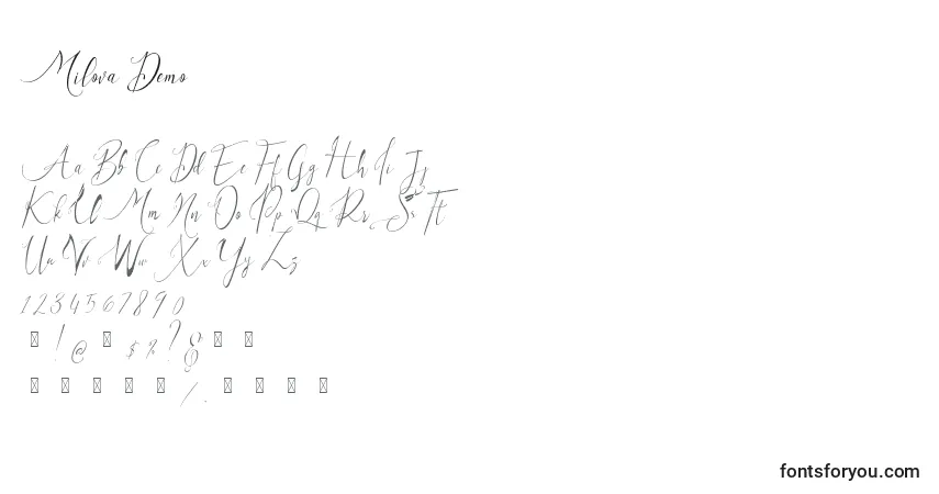 Шрифт Milova Demo – алфавит, цифры, специальные символы