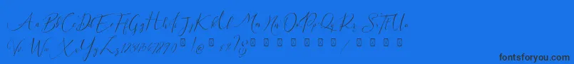 Milova Demo-Schriftart – Schwarze Schriften auf blauem Hintergrund