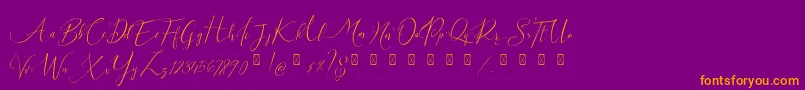 Milova Demo-Schriftart – Orangefarbene Schriften auf violettem Hintergrund