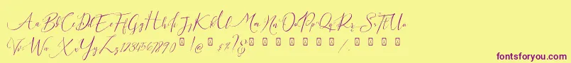 Milova Demo Font – Purple Fonts on Yellow Background