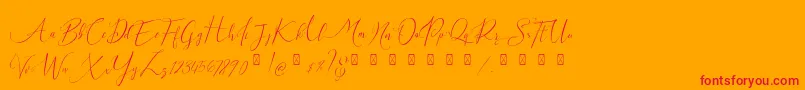 Milova Demo-Schriftart – Rote Schriften auf orangefarbenem Hintergrund