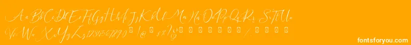 Milova Demo-Schriftart – Weiße Schriften auf orangefarbenem Hintergrund