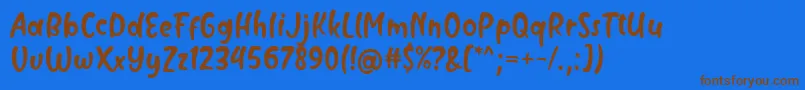 フォントMilyone Font by Rifky 7NTypes – 茶色の文字が青い背景にあります。