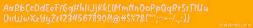 Milyone Font by Rifky 7NTypes-fontti – vaaleanpunaiset fontit oranssilla taustalla