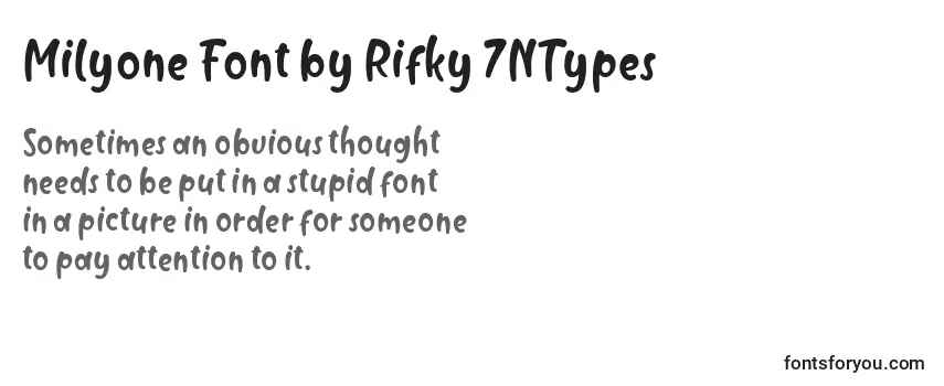 Überblick über die Schriftart Milyone Font by Rifky 7NTypes