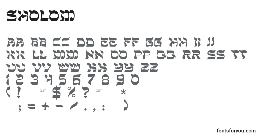 A fonte Sholom – alfabeto, números, caracteres especiais