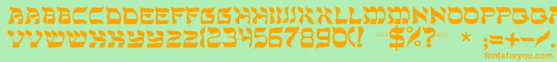 Sholom-Schriftart – Orangefarbene Schriften auf grünem Hintergrund