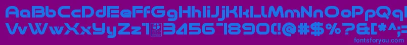 Minalis Bold Demo-Schriftart – Blaue Schriften auf violettem Hintergrund