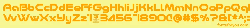 フォントMinalis Bold Demo – オレンジの文字が黄色の背景にあります。