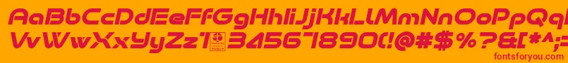 Czcionka Minalis Bold Italic Demo – czerwone czcionki na pomarańczowym tle