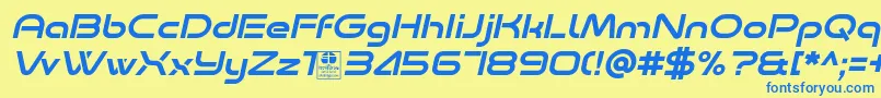 Minalis Italic Demo Font – Blue Fonts on Yellow Background