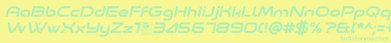 フォントMinalis Italic Demo – 黄色い背景に緑の文字