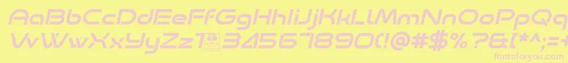 Fonte Minalis Italic Demo – fontes rosa em um fundo amarelo