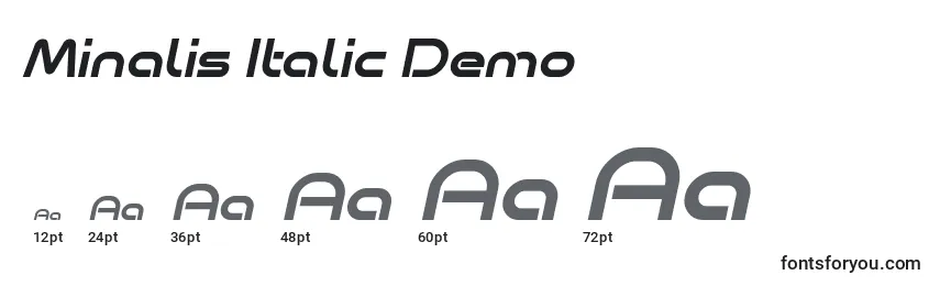 Größen der Schriftart Minalis Italic Demo