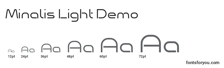 Размеры шрифта Minalis Light Demo